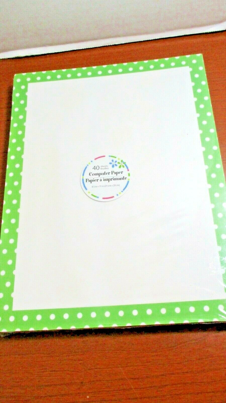 40 Sheets GREEN POLKA DOT COMPUTER SCRAPBOOKING PAPER~8.5″ x 11″~NIP