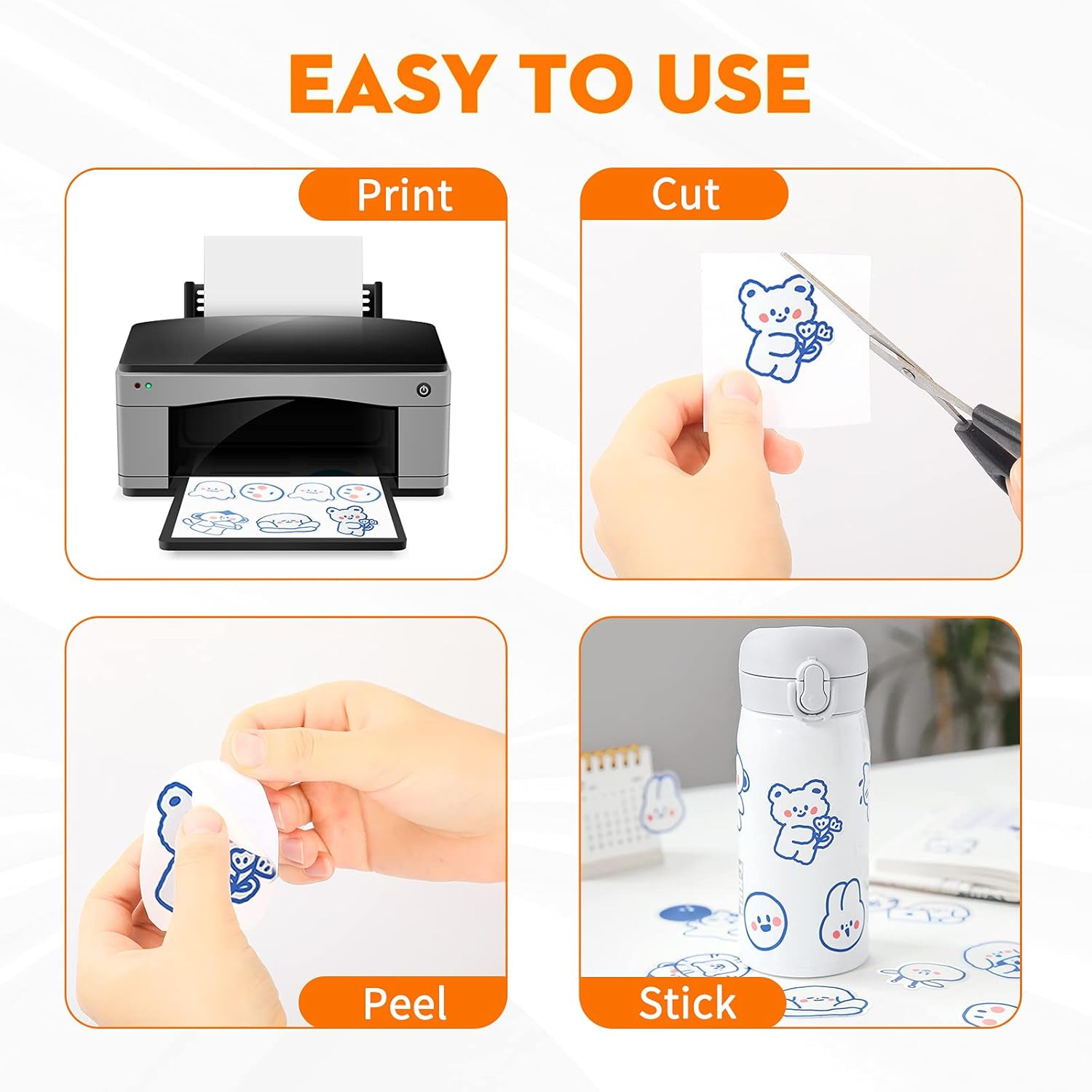 50 Sheets Frosted Waterproof Printable Vinyl Sticker Paper for Inkjet Printer &