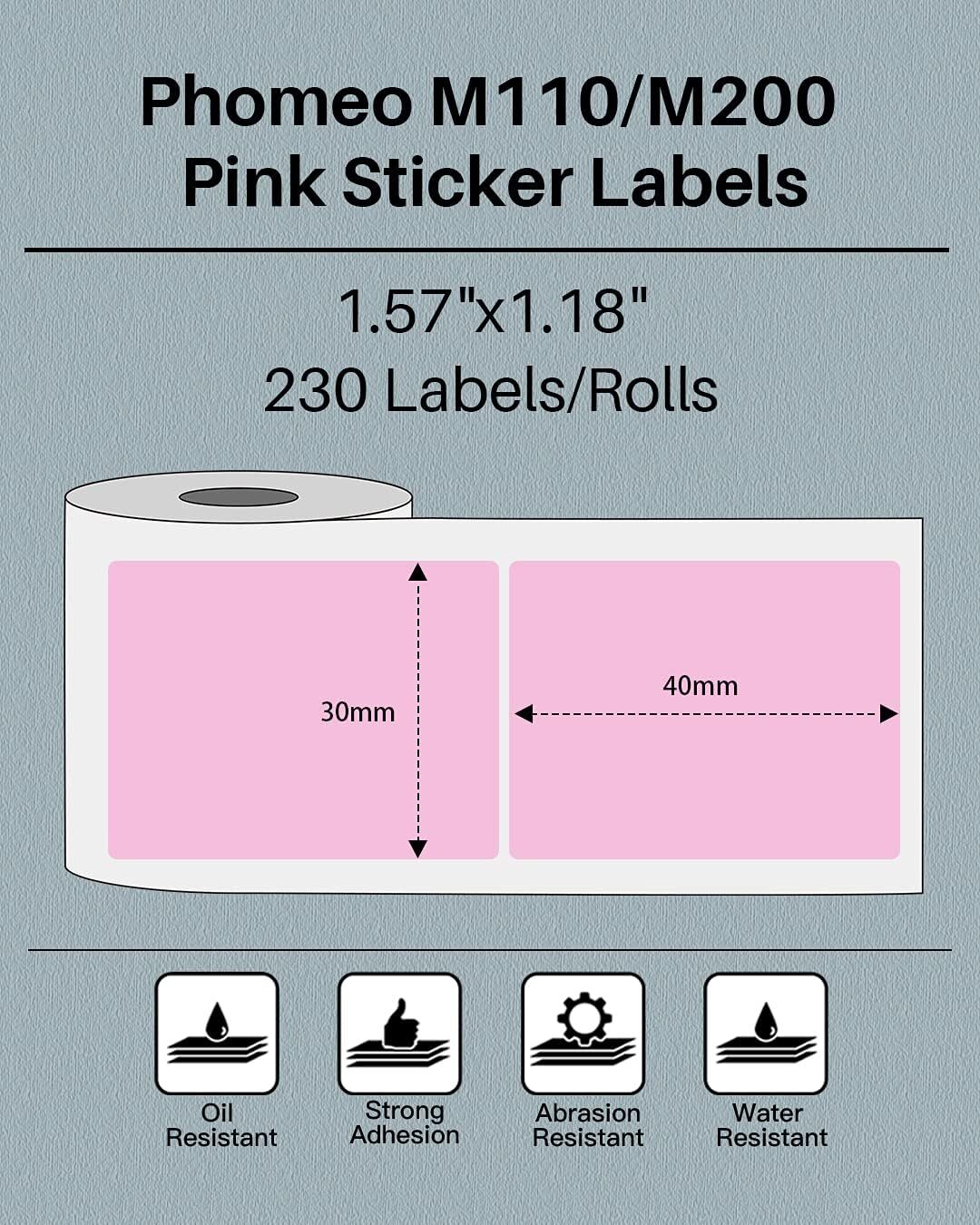 3 Roll 40x30mm Self-Adhesive Thermal Label Sticker Paper for Phomemo M110 M220