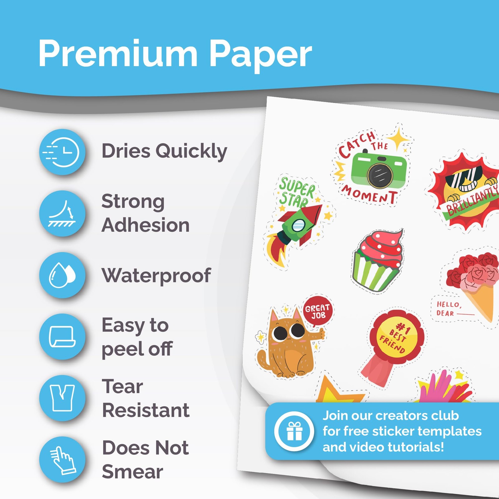 Premium Printable Vinyl Sticker Paper for Inkjet & Laser Printer – 32 Sheets …