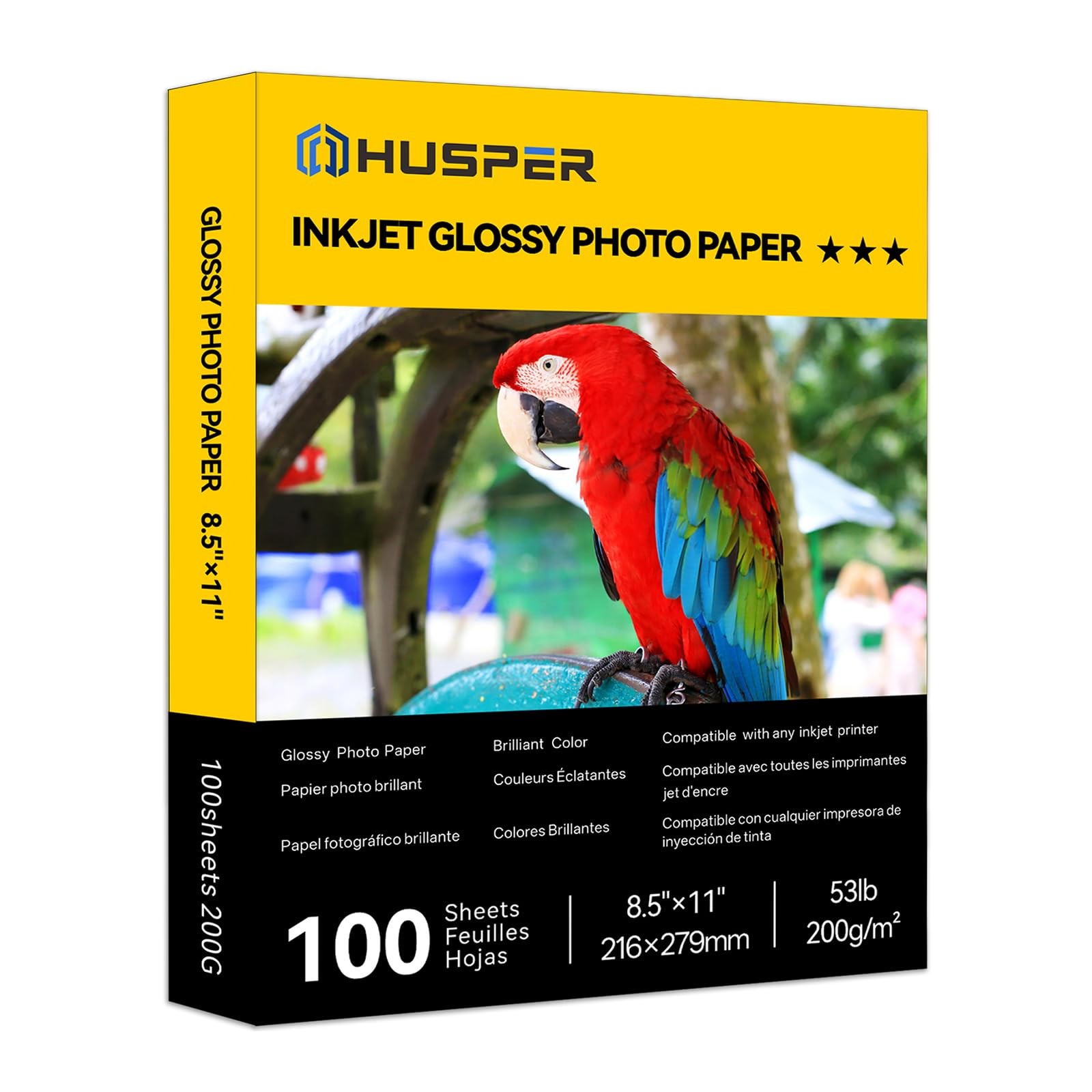 100 PCS Glossy Photo Paper 8.5×11 Inch 53lb 200GSM Dye Ink Instant Dry