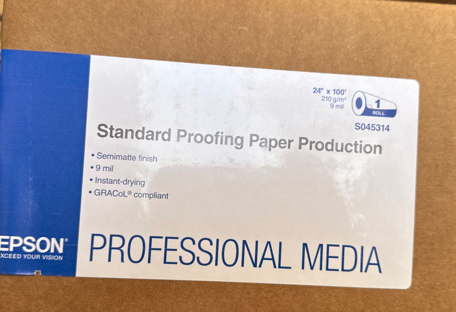 Epson Standard Proofing Paper Production, 9 Mil, 24″ X 100 Ft, Semi-Matte White