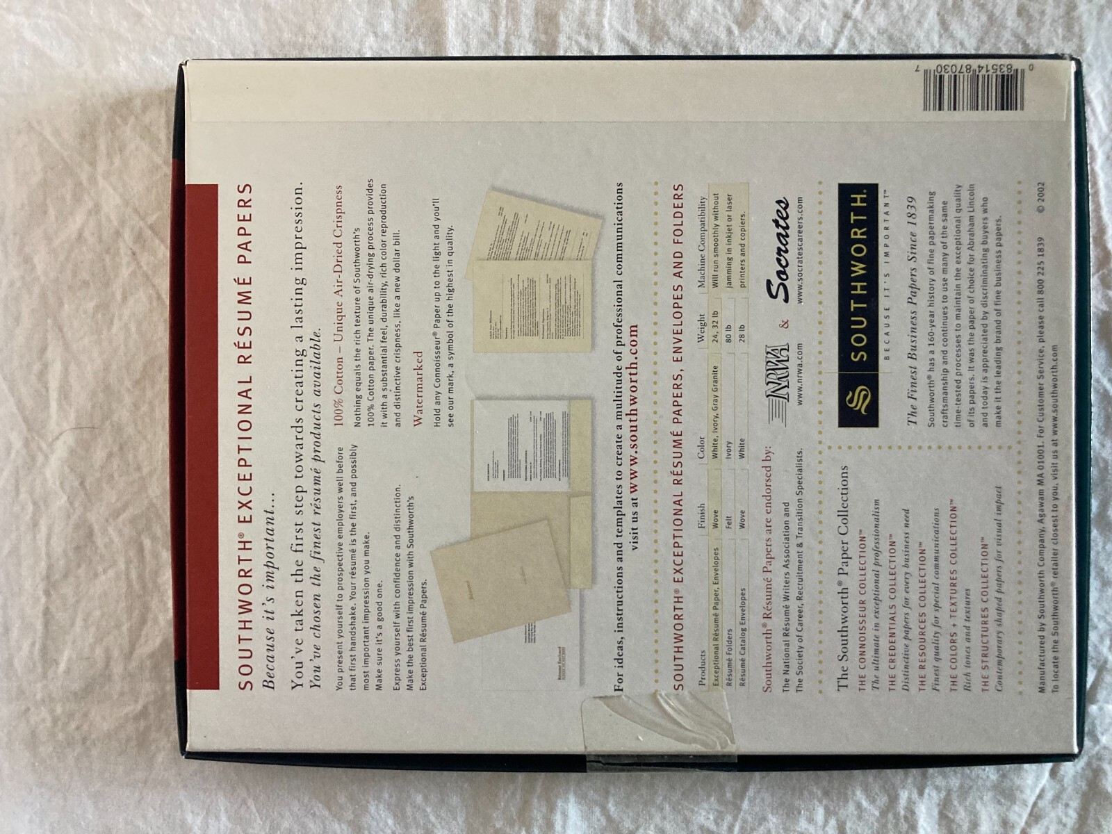 Southworth 100% Cotton Resume Paper 77 Sheets Ivory 24 lb 8.5″ x 11″ R14CF