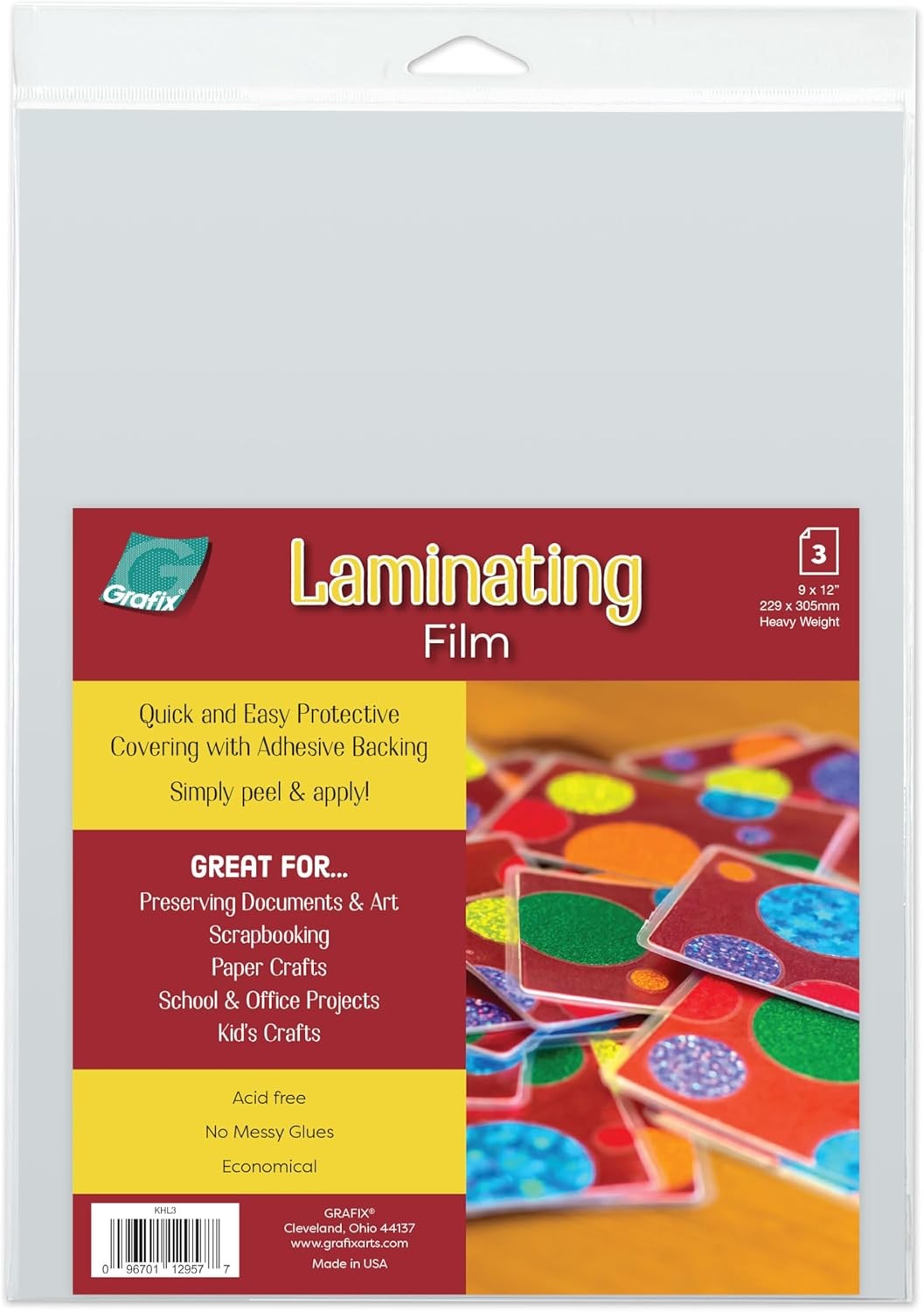 Laminating Film – 9 x 12”, Pack of 3 – Heavyweight Laminating Film, Permanent