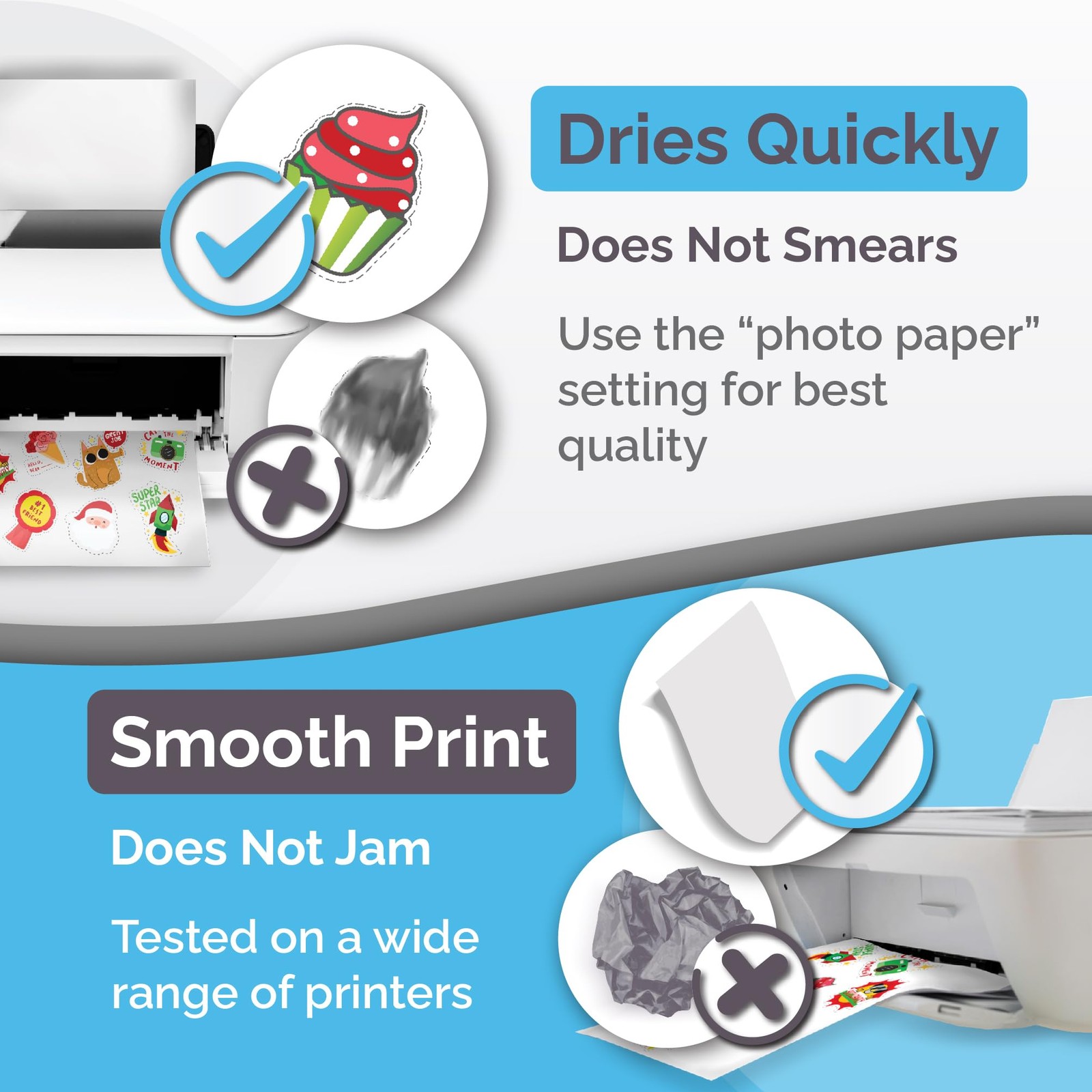 Printable Vinyl Sticker Paper – 32 Self-Adhesive Sheets, Waterproof, Quick-Dry