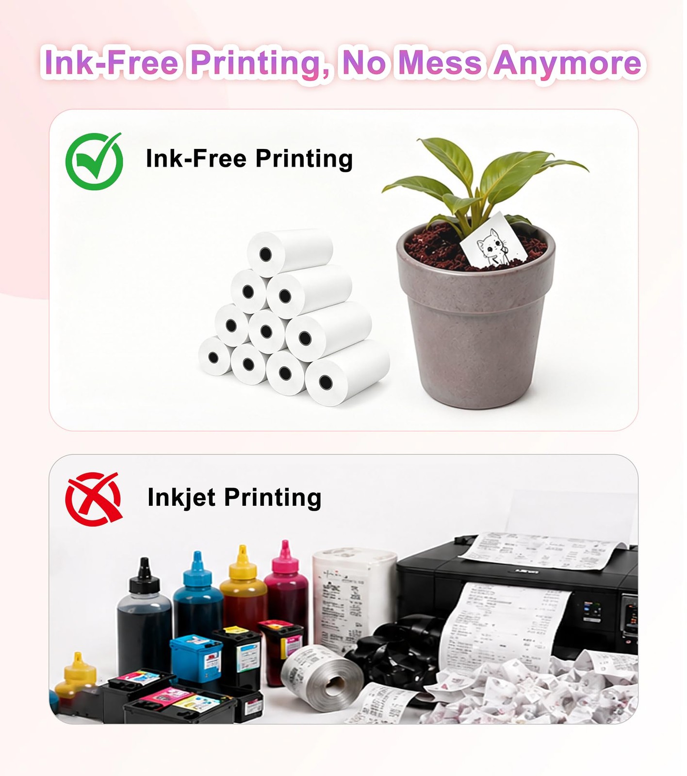 10 Rolls Mini Thermal Printer Sticker Paper – 57mm x 25mm | BPS/BPA-Free | Se…