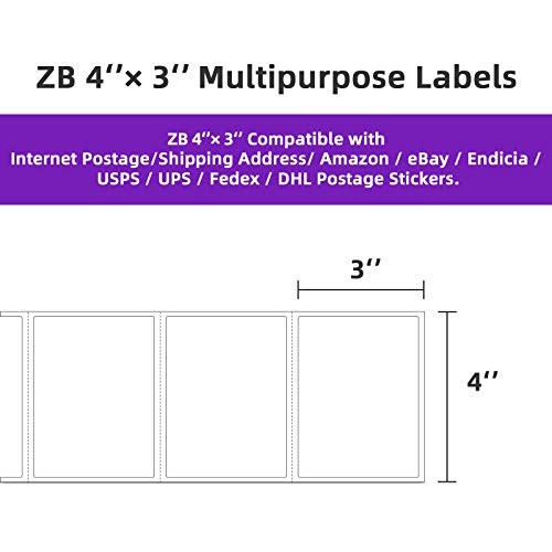 12 Rolls 4″ x 3″ Direct Thermal Labels for 4″x 3″(12 Rolls-6000 Labels)