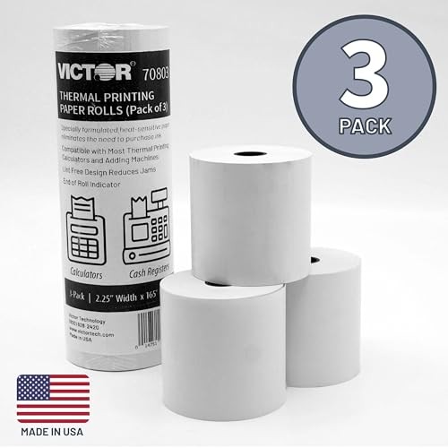 Victor Thermal Paper Roll For Printing Calculators & Cash Registers, 3 White