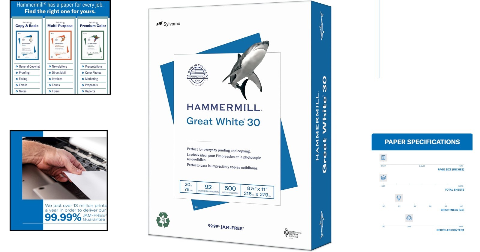 Versatile Great White 30% Recycled Copy Paper – 8.5×11, 500 Sheets, 92 Bright