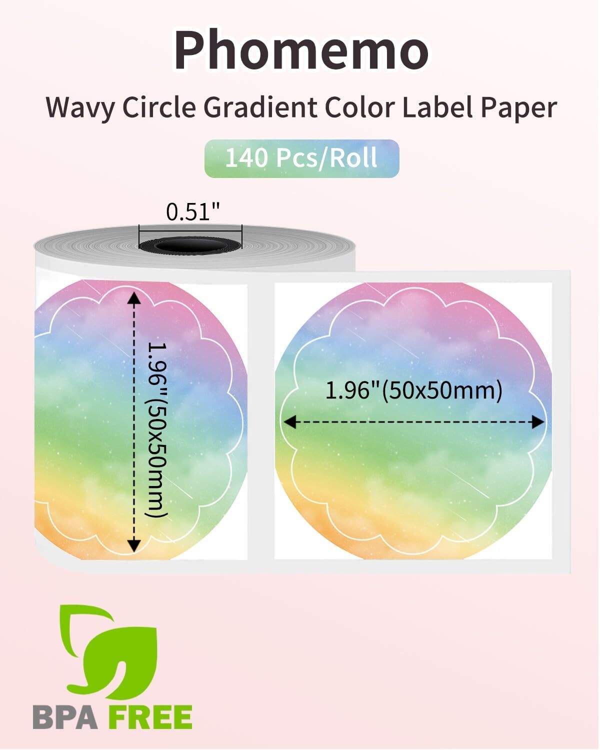 1 Roll Phomemo Circle Thermal Label Paper 1.96″ x 1.96″ for M110/M120/M200/M220