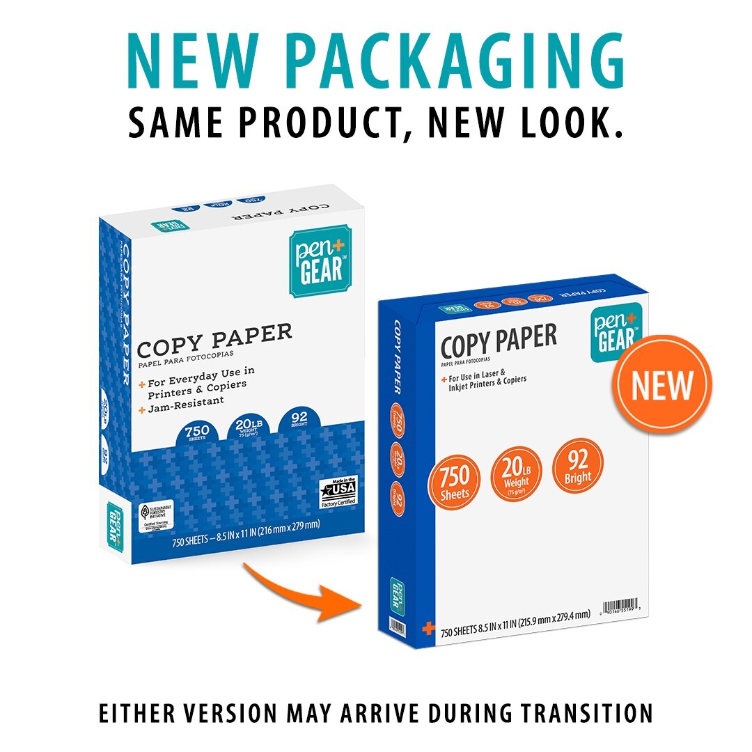 Pen+Gear Copy Paper 8.5×11 Copy Paper White Mega Ream Paper 92 Bright, 750 Sheet