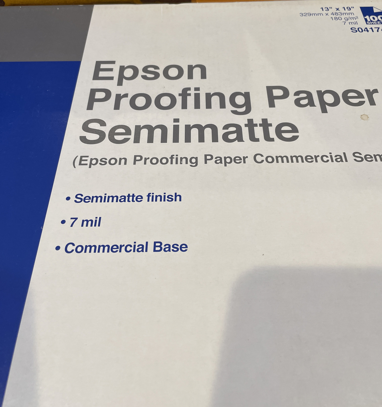 Epson Proofing Paper Commercial Semimatte 13 x 19″, 100 Sheets 7 mil S041744 NIB
