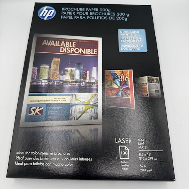 HP Brochure Paper 200g Laser Matte 100 SHeets Sealed Packaging