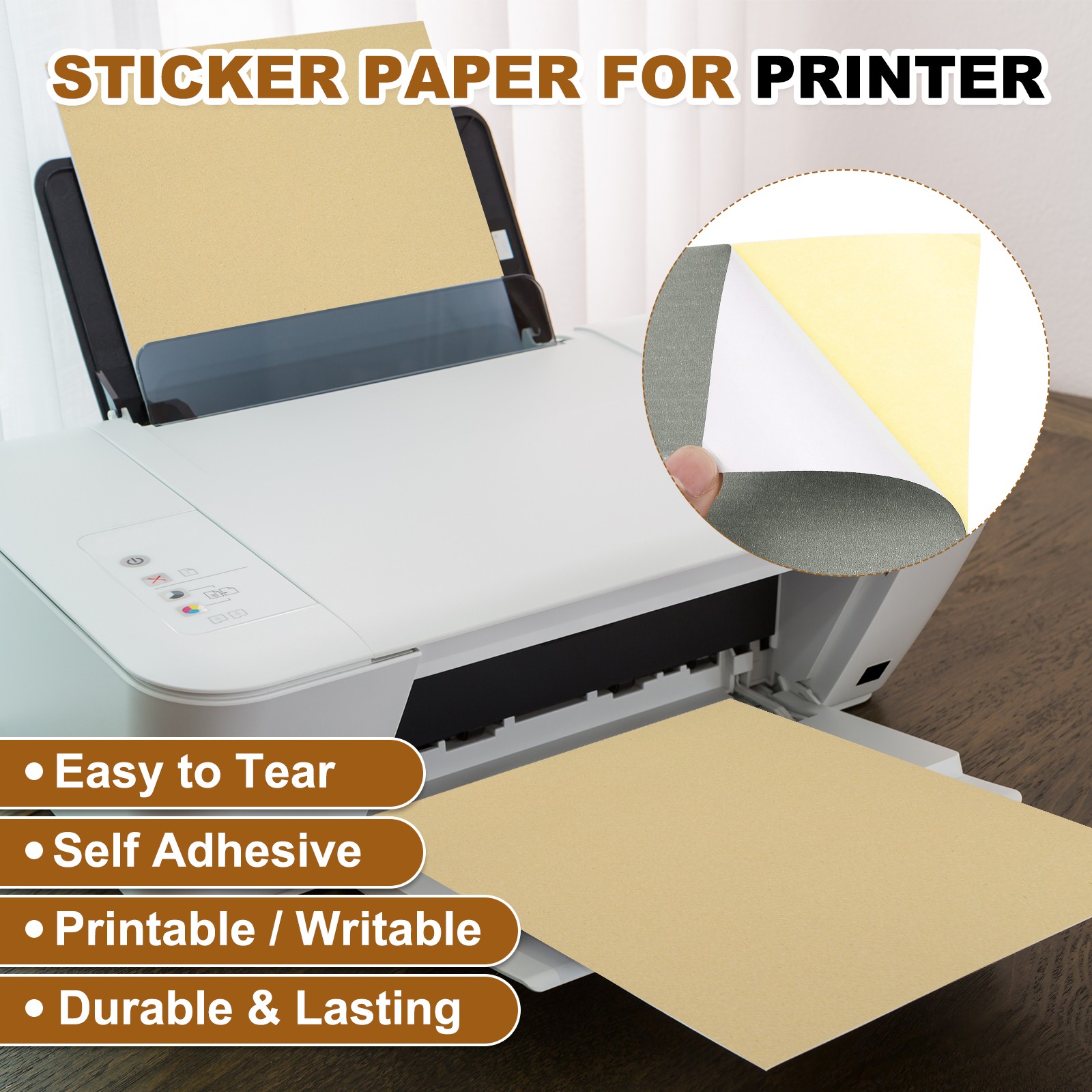 15 Sheets Printable Self Adhesive Sticker Paper for Inkjet Printer Gray