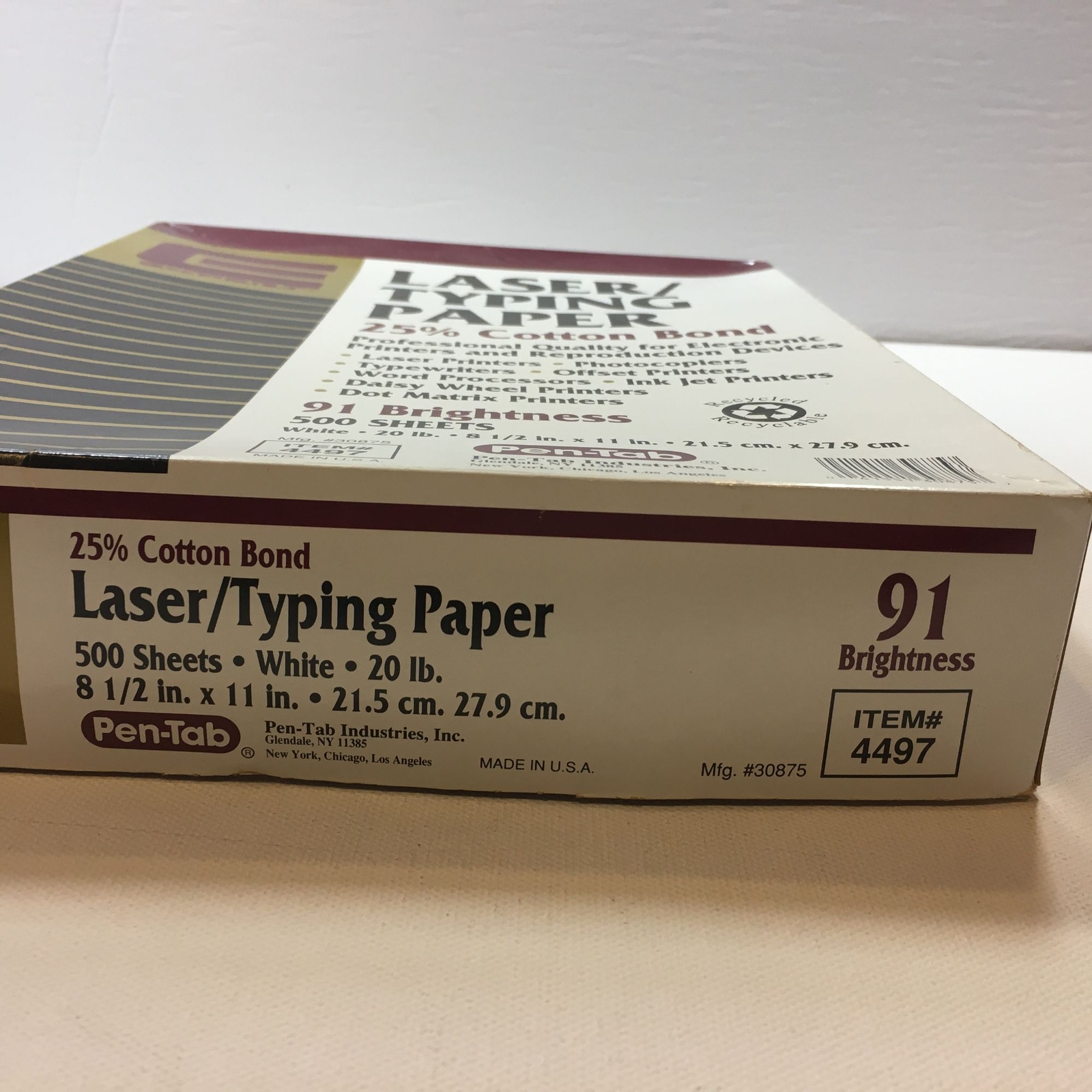 Expert Laser White Typing Paper 25% Cotton Bond 91 Brightness 4497 8.5″x11″ Copy