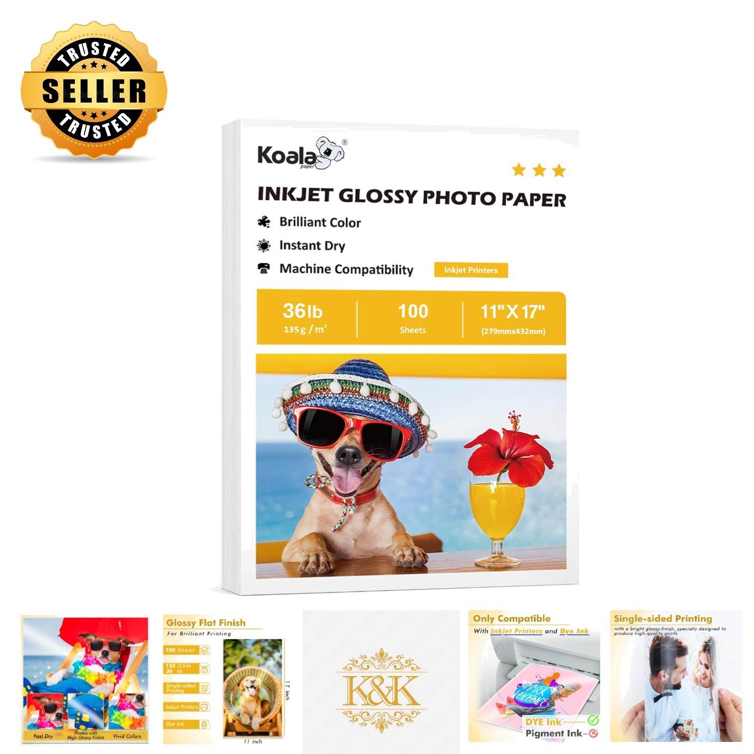 High Gloss 11×17 Inkjet Paper – 100 Sheets, Perfect for Brochures & Flyers