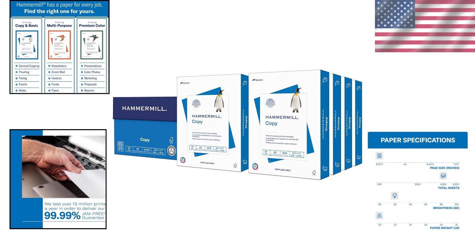 Reliable 20 lb Copy Paper, 8 Reams, 8.5 x 11, Bold & Bright, Perfect for Office