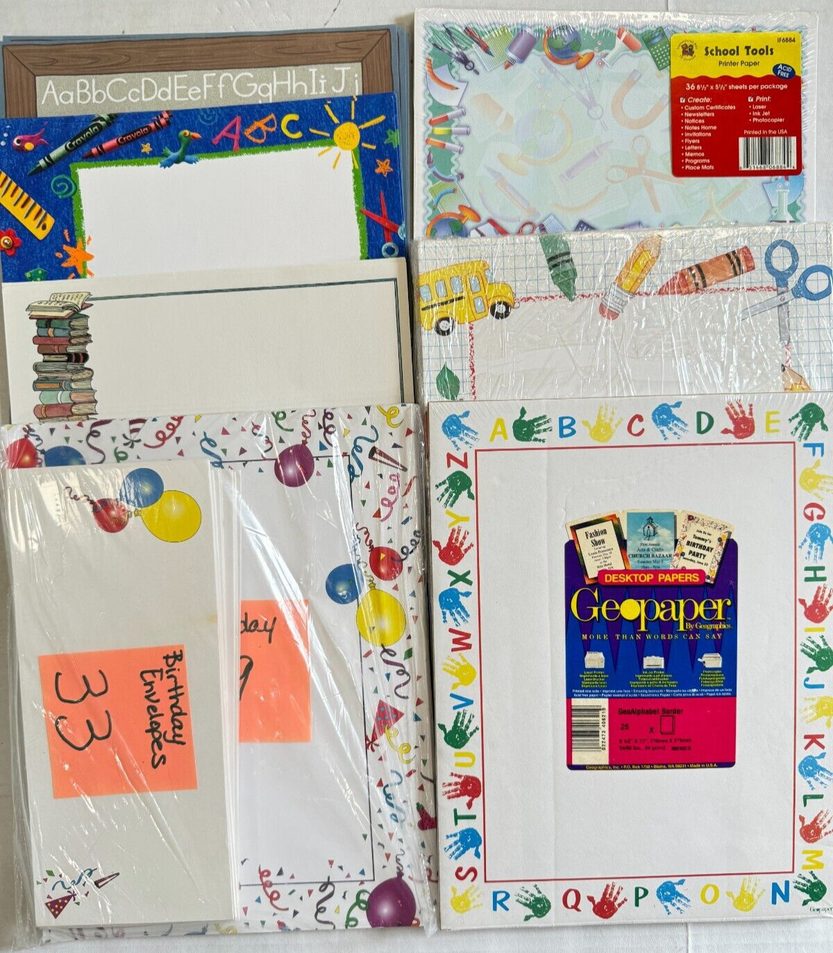 School ABC Birthday Inkjet Printer Paper Letter 8-1/2″ x 11″ Note Cards LOT of 6
