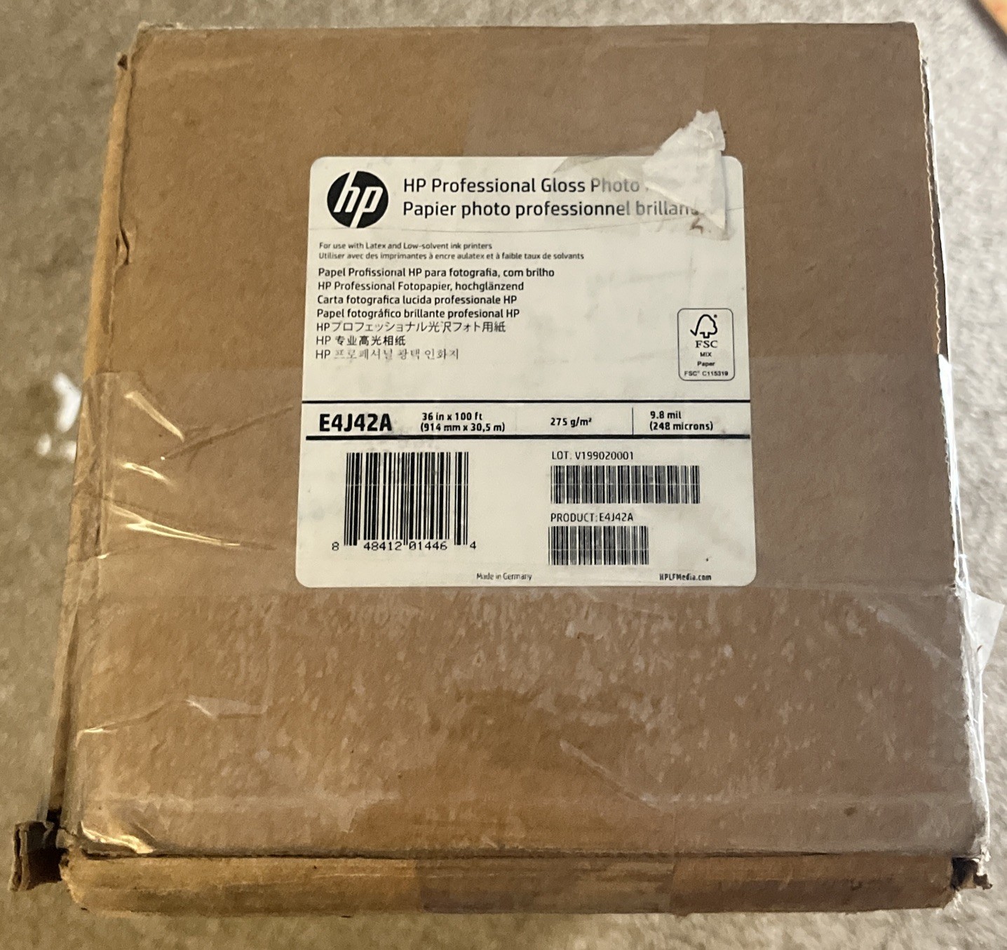 HP Professional Gloss Large Format Paper – Bright White 36 Inches x 100ft E4J42A