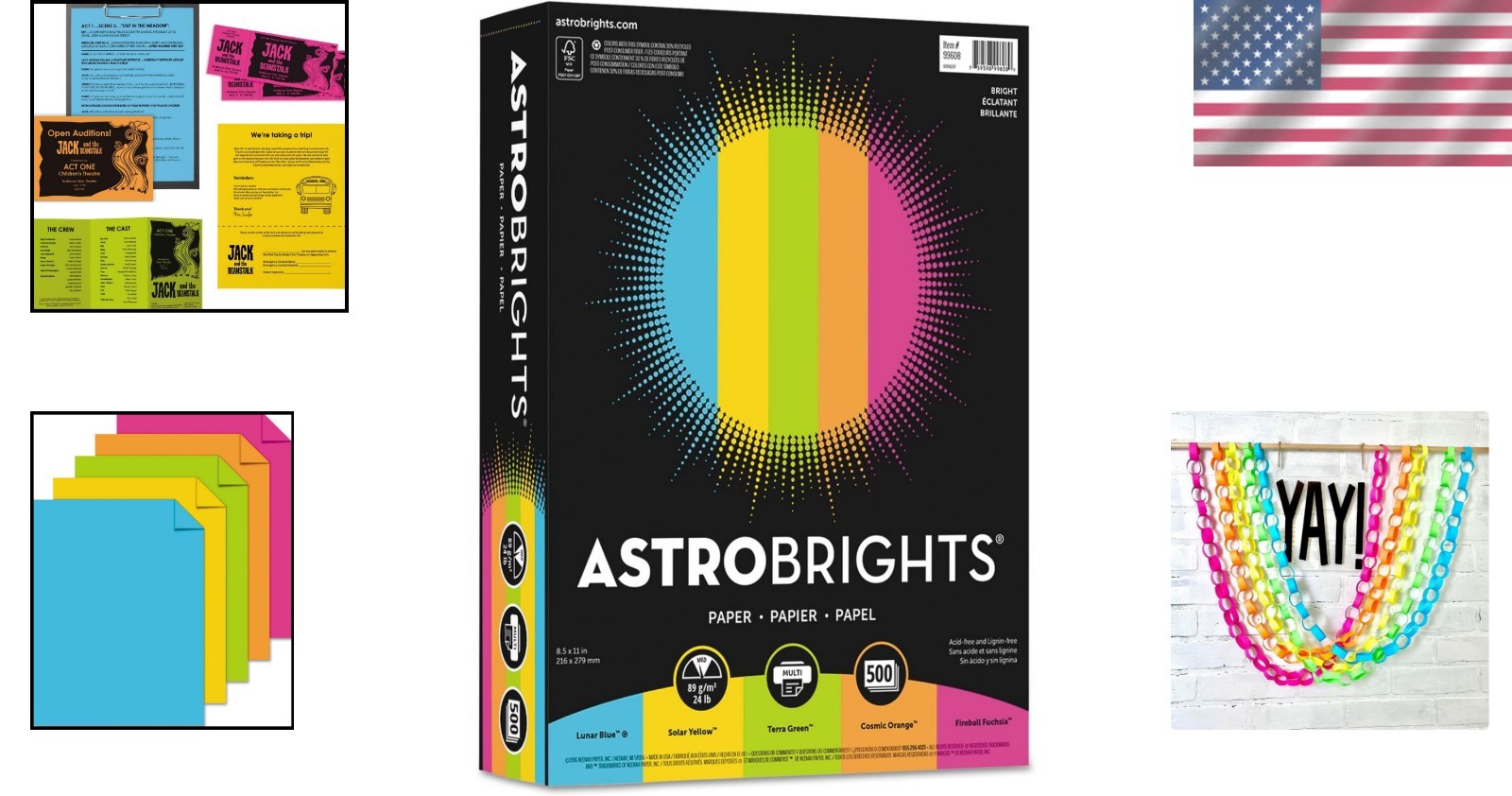 Astrobrights 500 Count Color Paper – Thick 24 lb Sheets for Bleed-Free Printing
