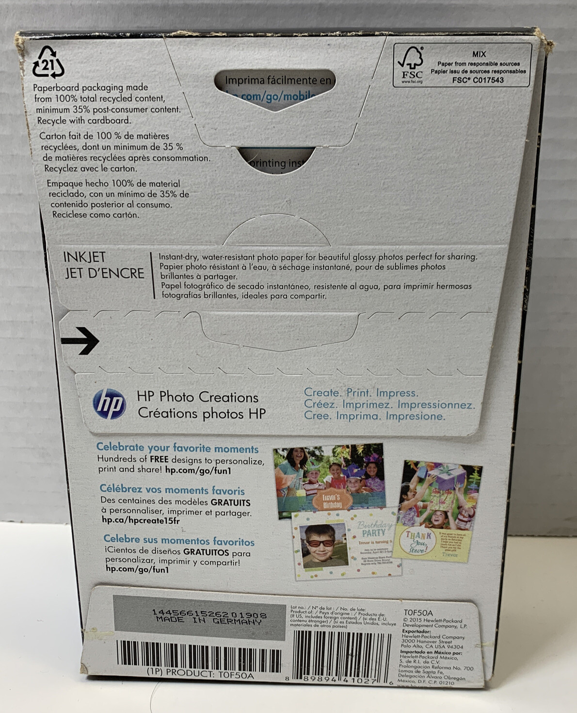 HP Advanced Glossy Photo Paper – 125 Sheets- 4 x 6 NIB New In The Box