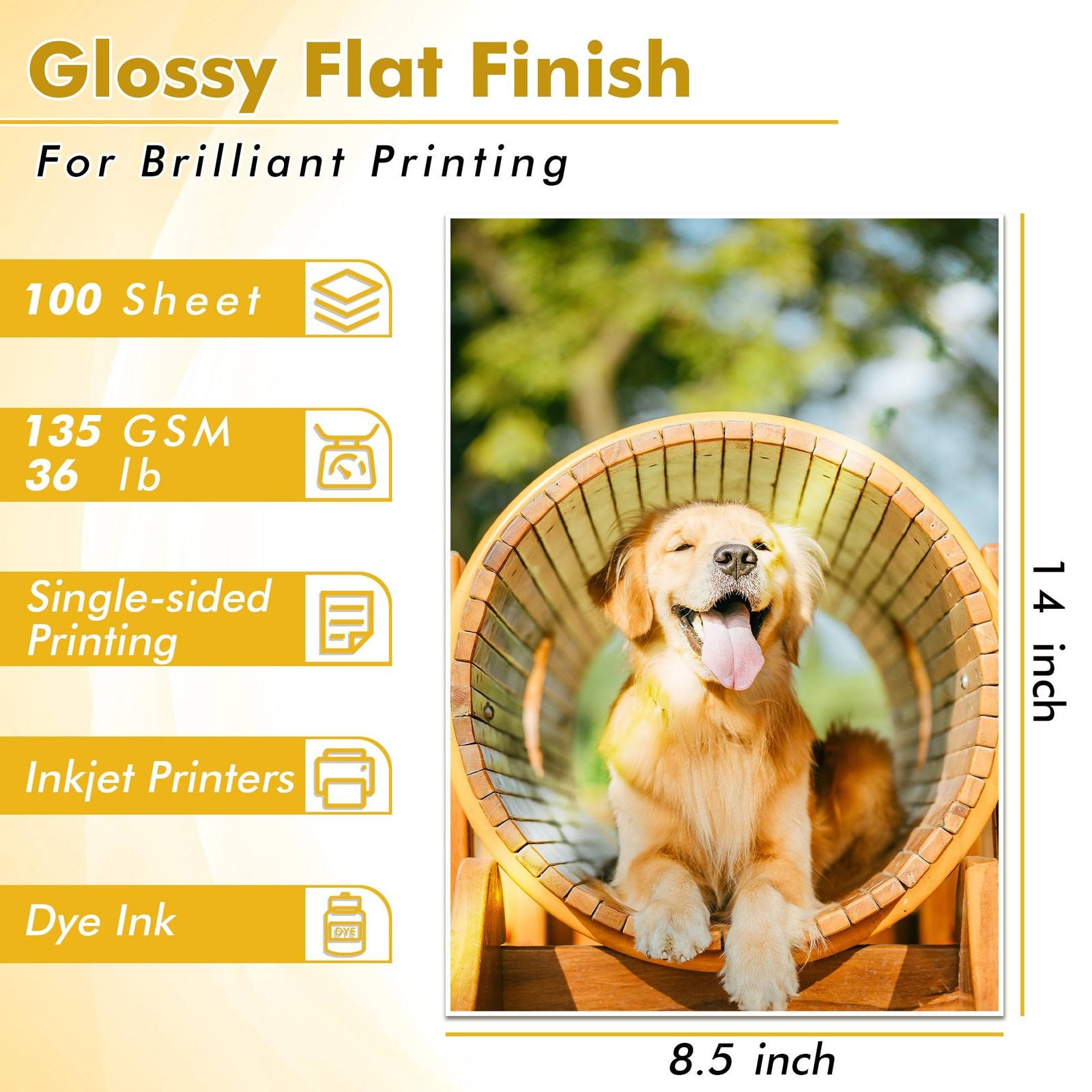 100 PCS Koala Glossy Thin Photo Paper 8.5×14 Inch Legal Size 36lb Inkjet Dye