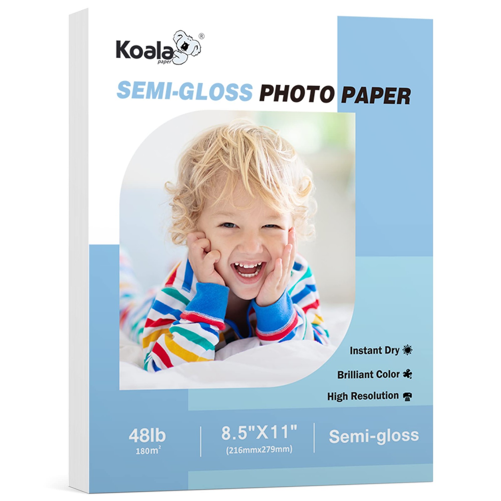 Koala SemiGloss Photo Paper Dye Ink 48 LB 180 GSM 8.5×11 Inch 100 Sheets