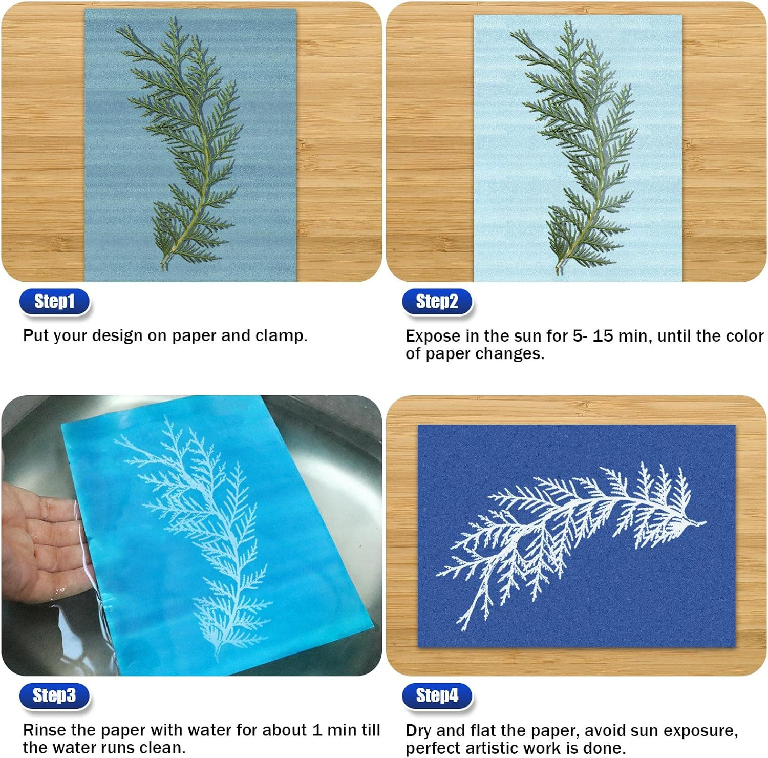 Cyanotype Paper, 30 Pcs Sun Print Paper Kit, High Sensitivity Sun Print | Nature