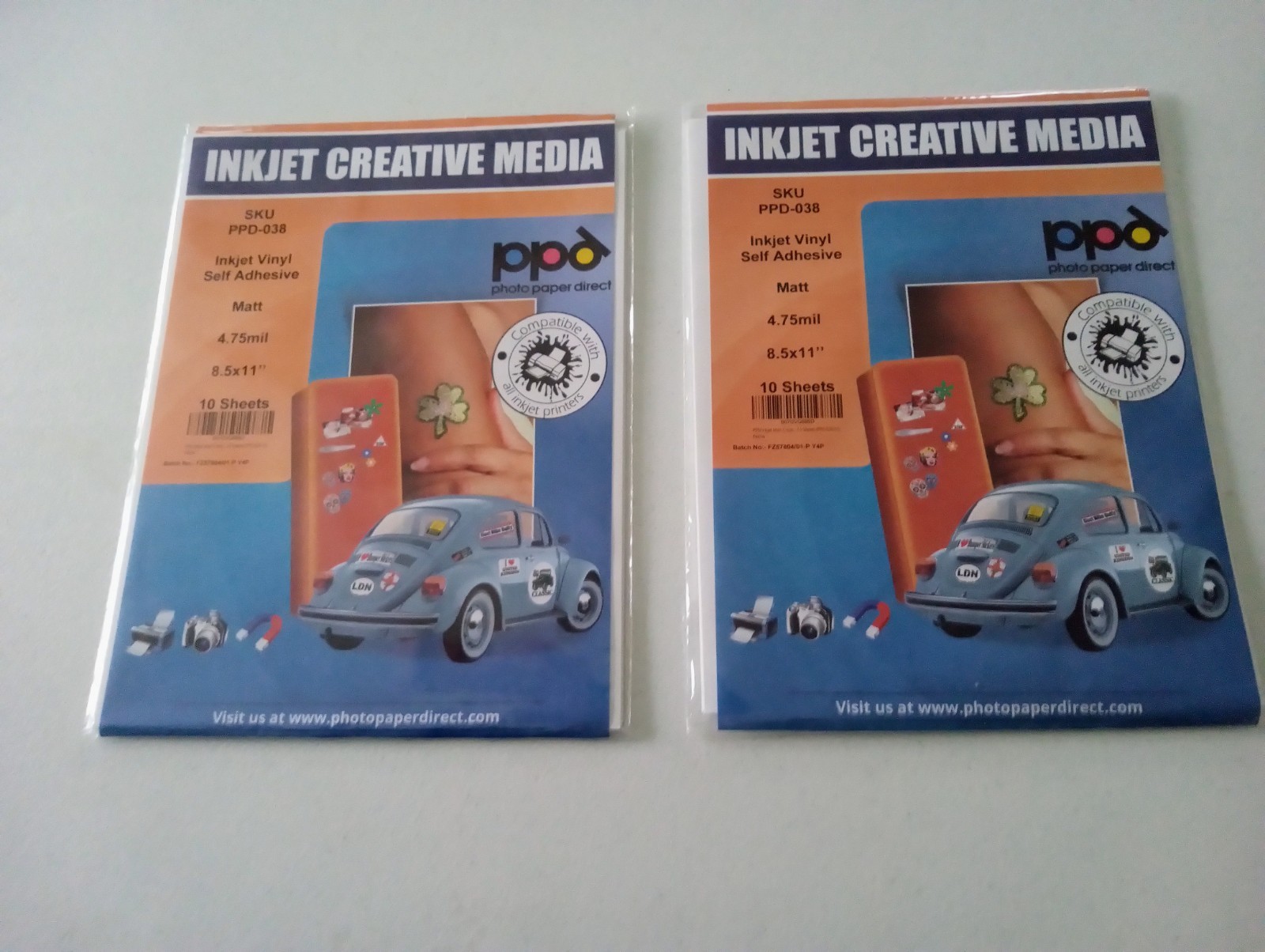 Inkjet Creative Media inkjet vinyl self adhesive matt PPD-038 8.5 x11 -2 pk.