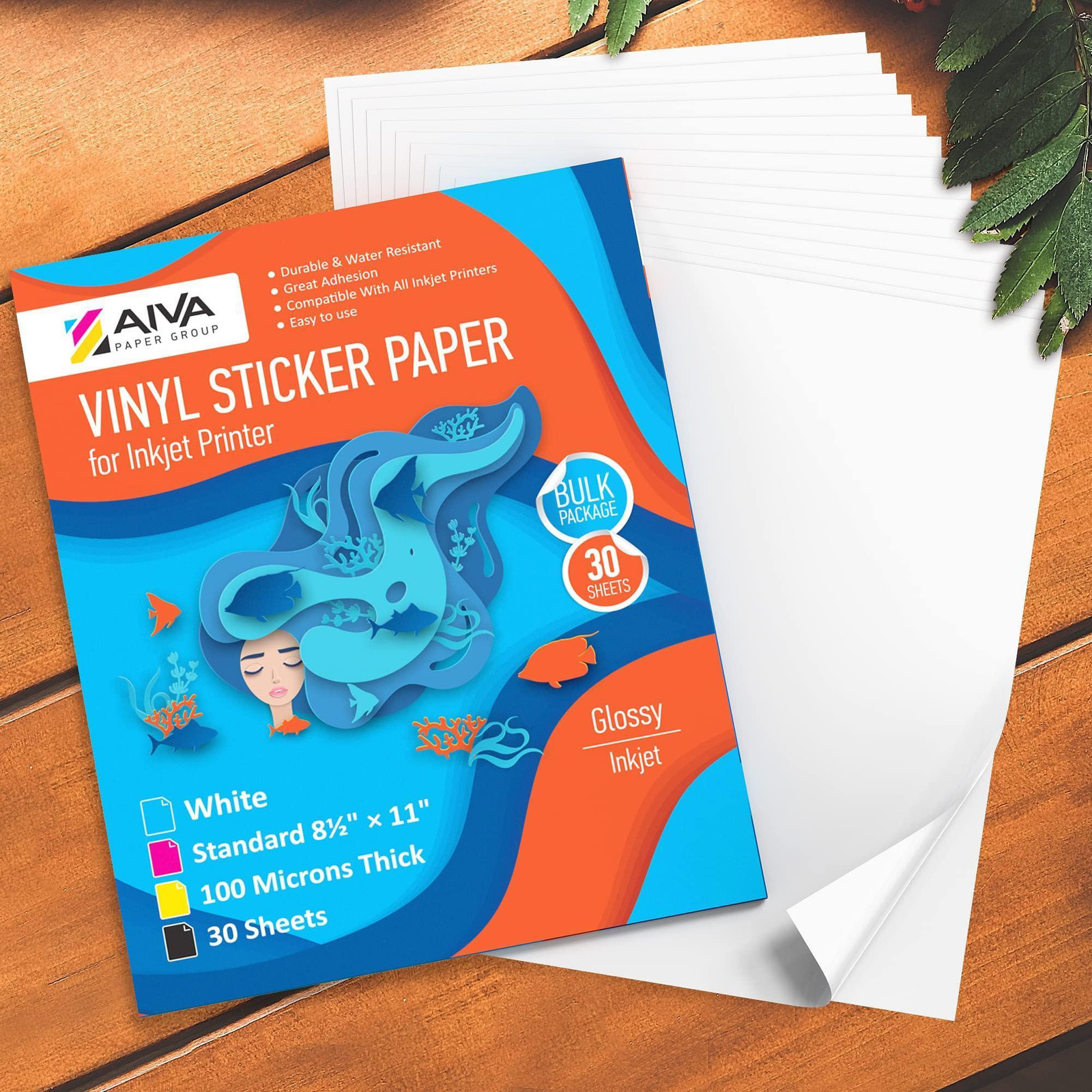 Printable Vinyl Sticker Paper Waterproof Decal Paper for Inkjet Printer 30
