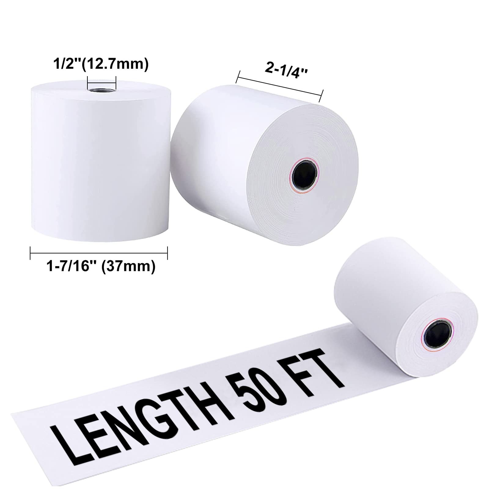 10 Rolls 21/4×50 Ft Thermal Receipt Paper Fits 58mm POS Printer Premium