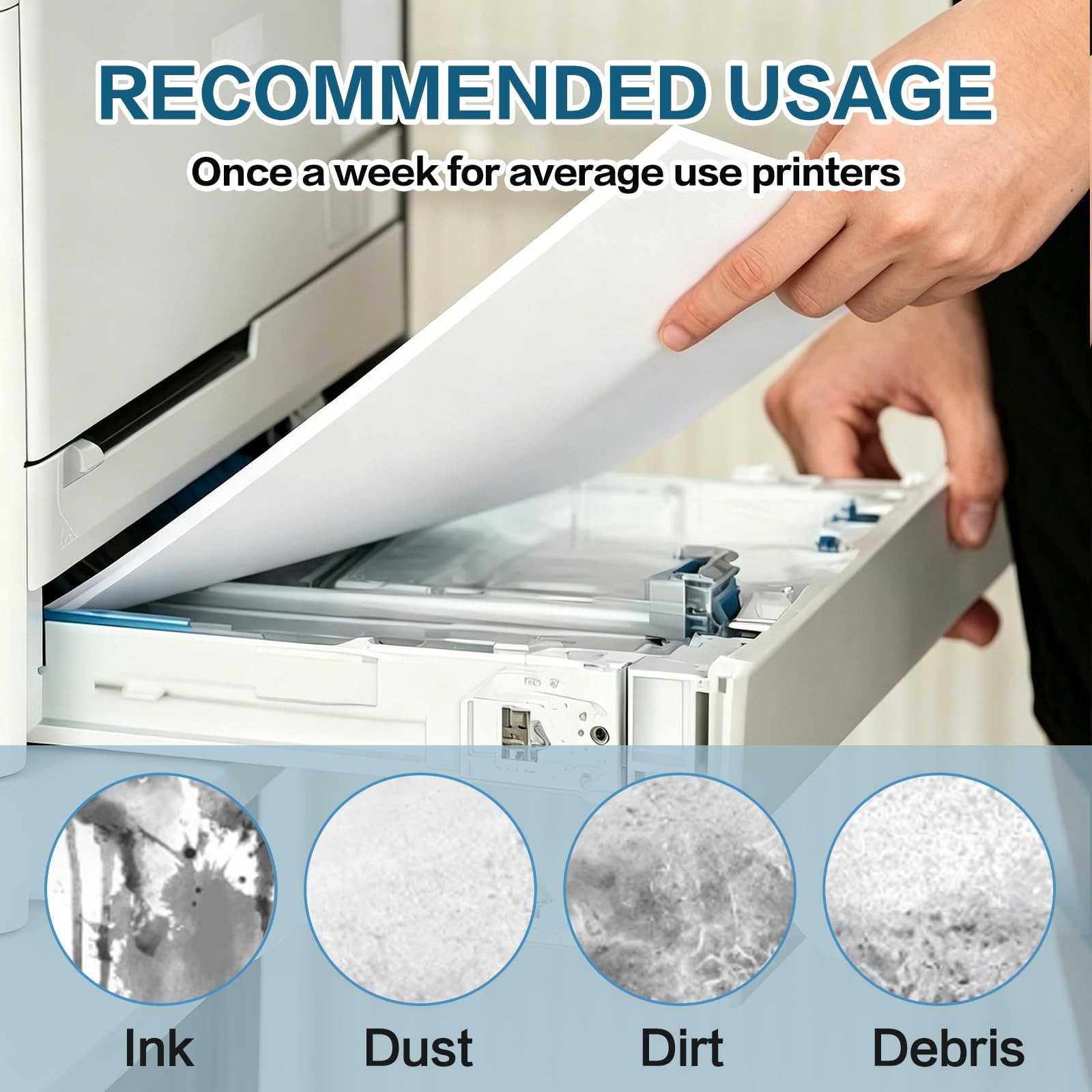  Printer Cleaning Sheets 25-Pack – Removes Ink, Dust & Debris for Laser & In…