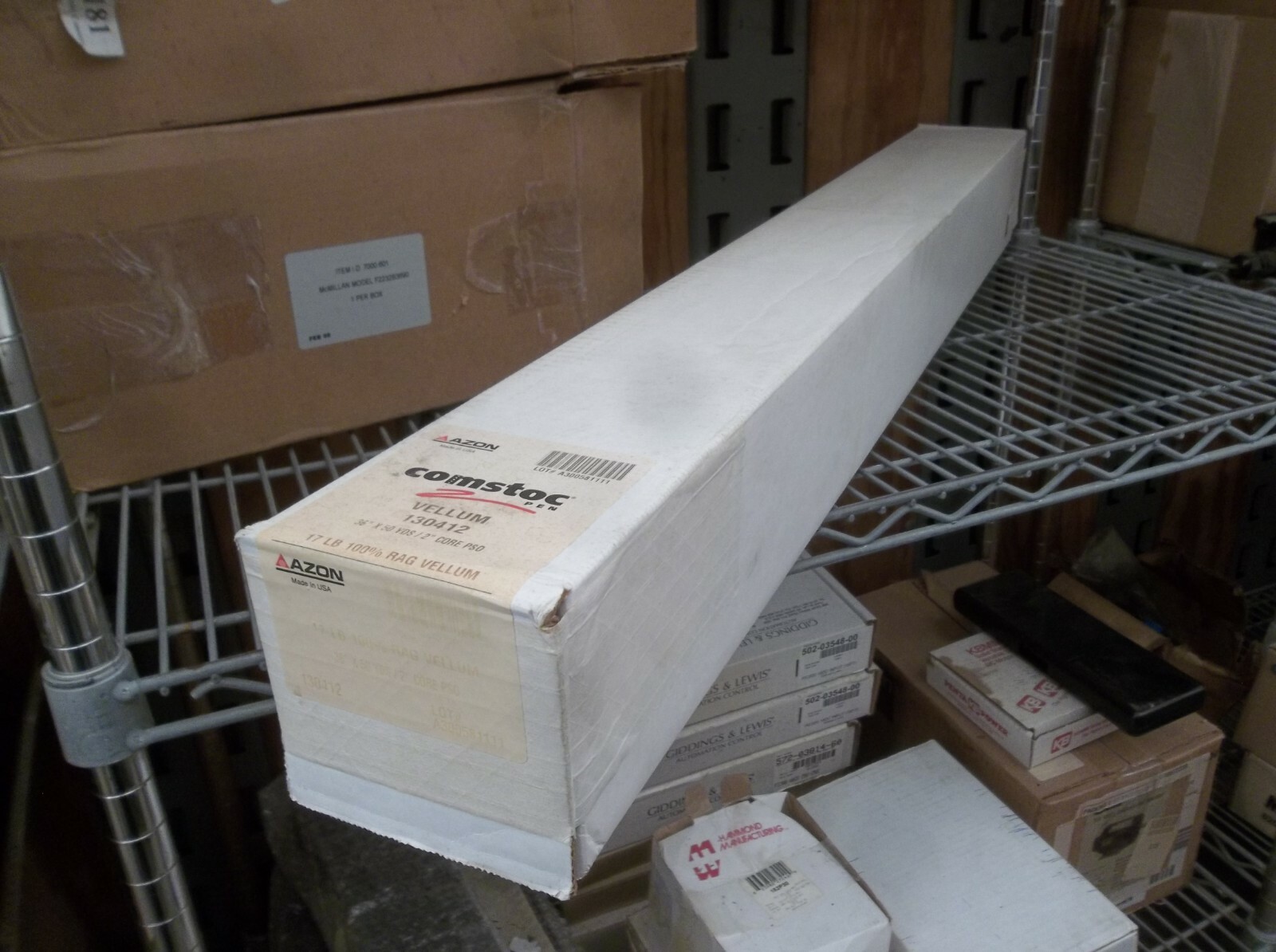 NEW AZON COMSTOC PEN 100% RAG VELLUM # 130412, 17 LB, 36” x 50 YDS 2” Core USA
