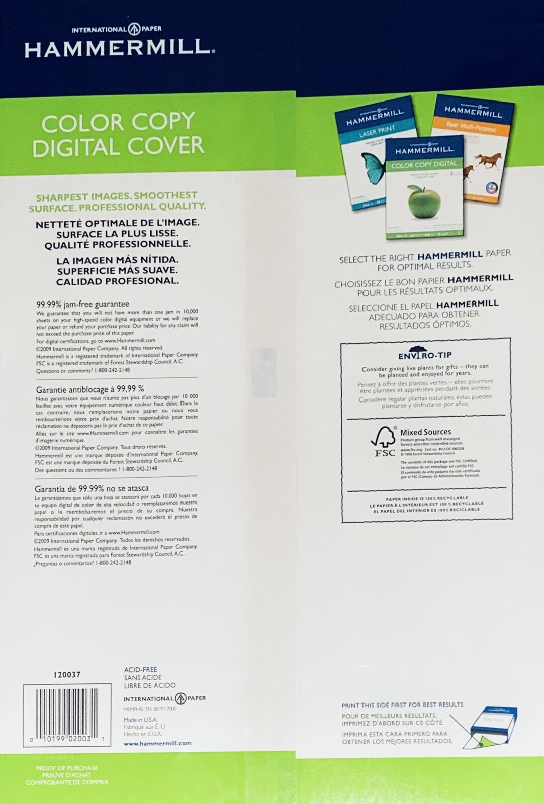 Hammermill Copier Digital Cover Stock 80 lbs. 17 x 11 Photo White 250 Sheets