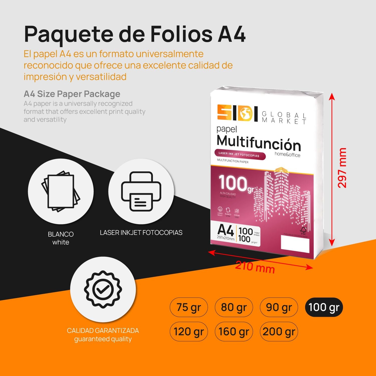 A4 Paper, 100g, Printer Paper A4, Pack for School, Work or Home Used…