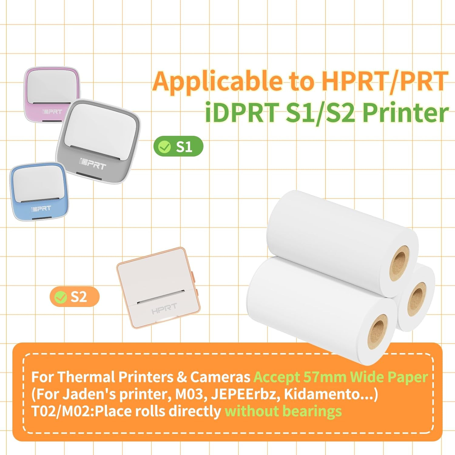 Mini Thermal Sticker Paper 57x29mm 3 Rolls (White)