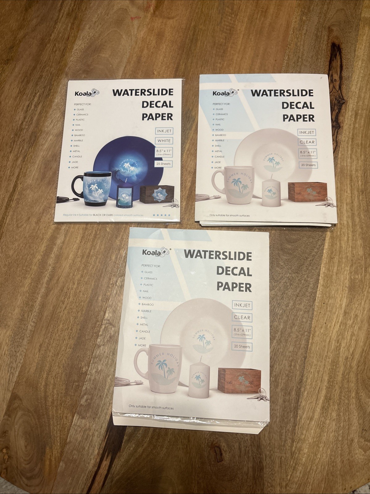 Koala Waterslide Decal Paper Inkjet Clear And White Sheets Lot