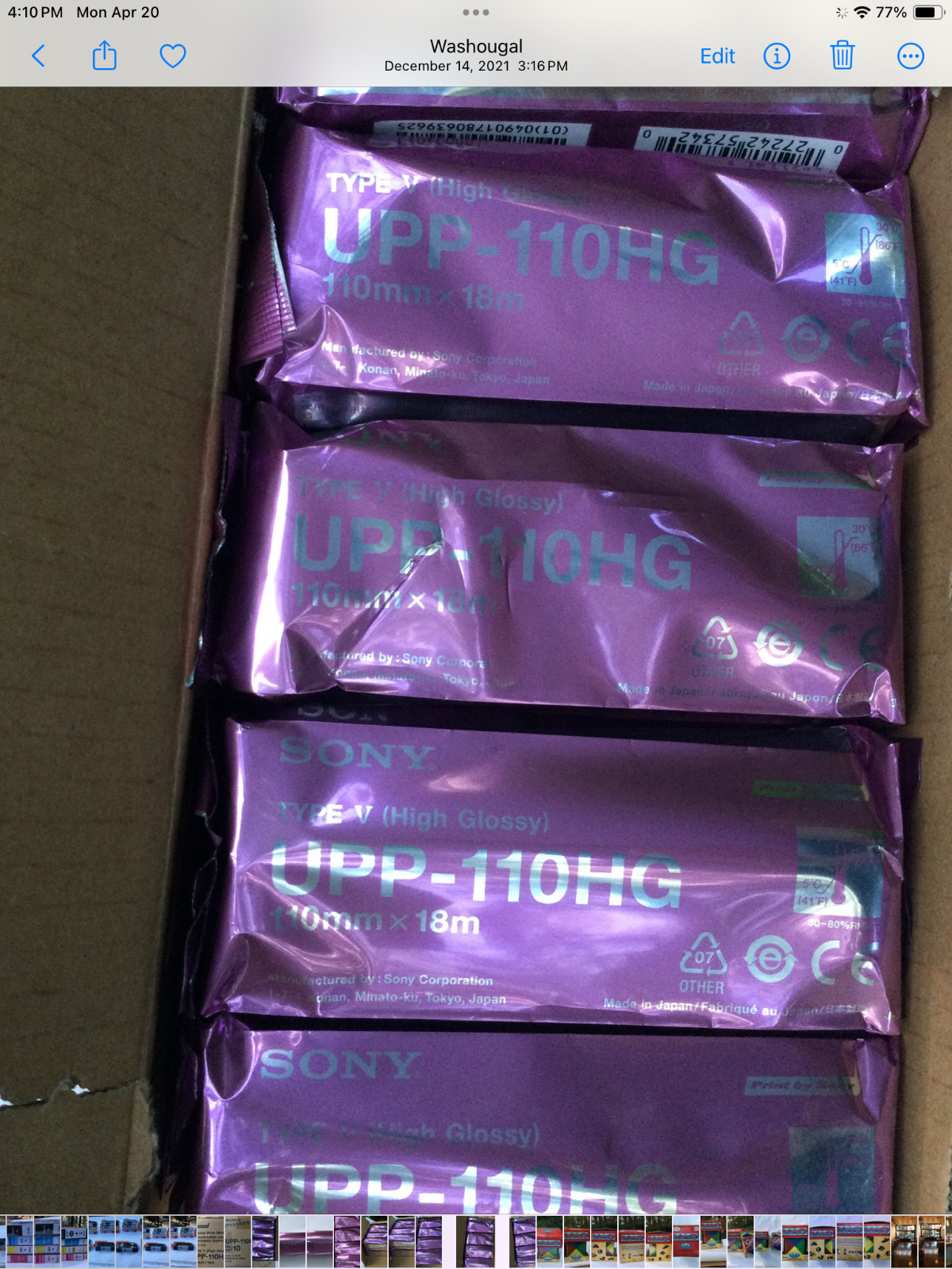 5 Rolls UPP-110HG High Gloss Ultrasound Paper Type V, UPP-110HG Sony Compatible