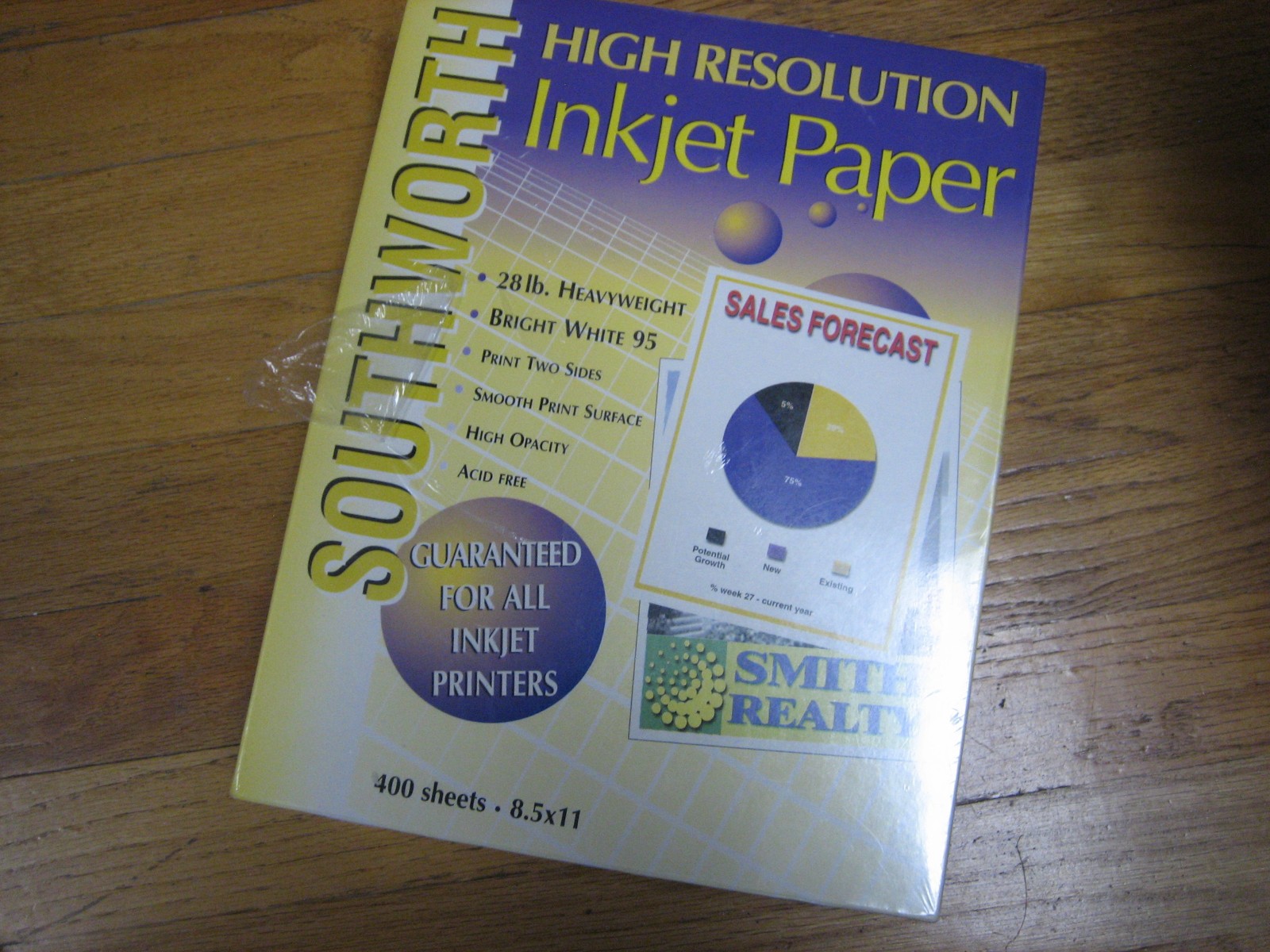 SOUTHWORTH High Resolution Inkjet Paper;28lb,400 sheets,BrightWhite95,8 1/2 x 11