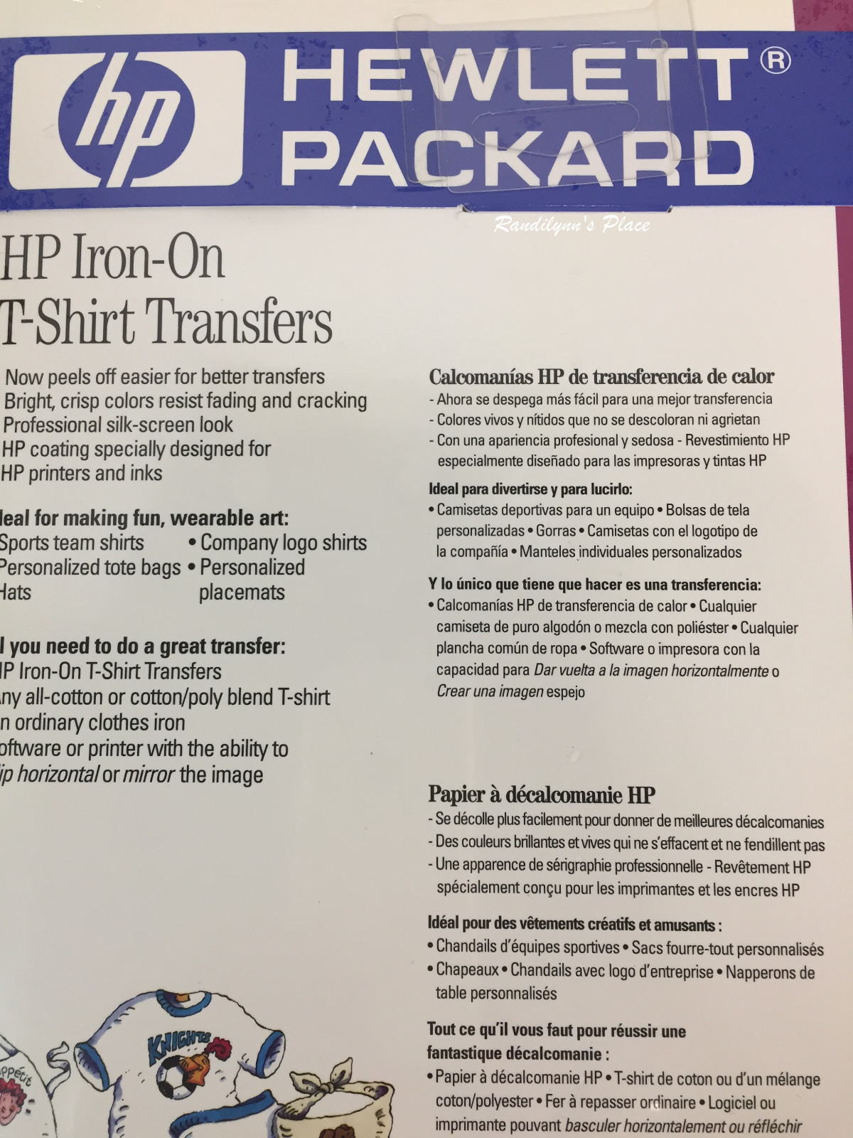 HP Hewlett Packard Inkjet T-Shirt Transfer Iron-On Sheets, Set of 10