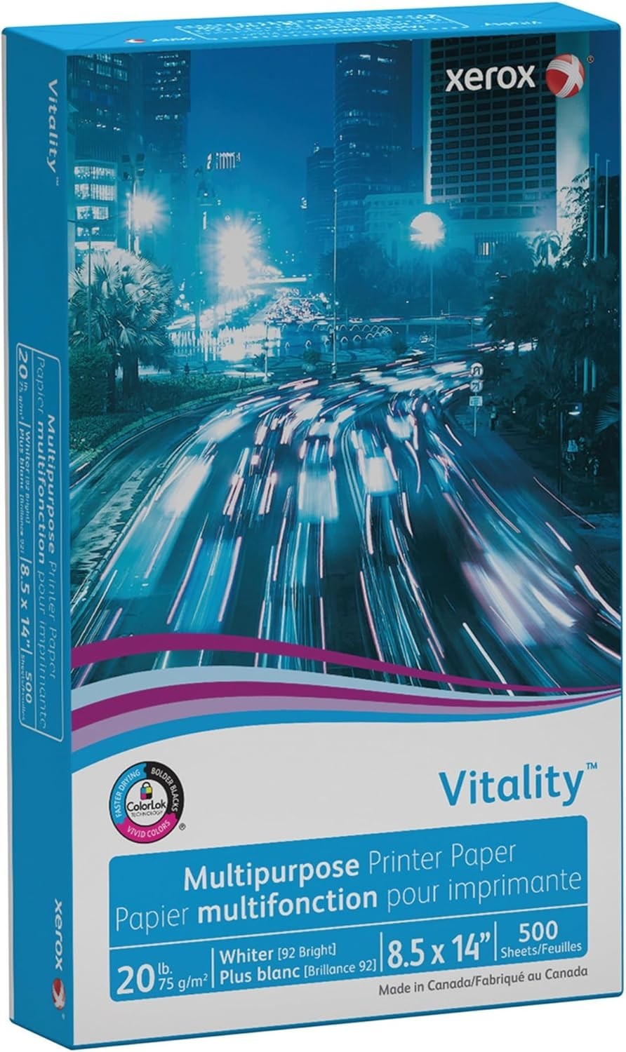 500 Sheets of Vitality Legal Size White Printer Paper – Double-Sided Use