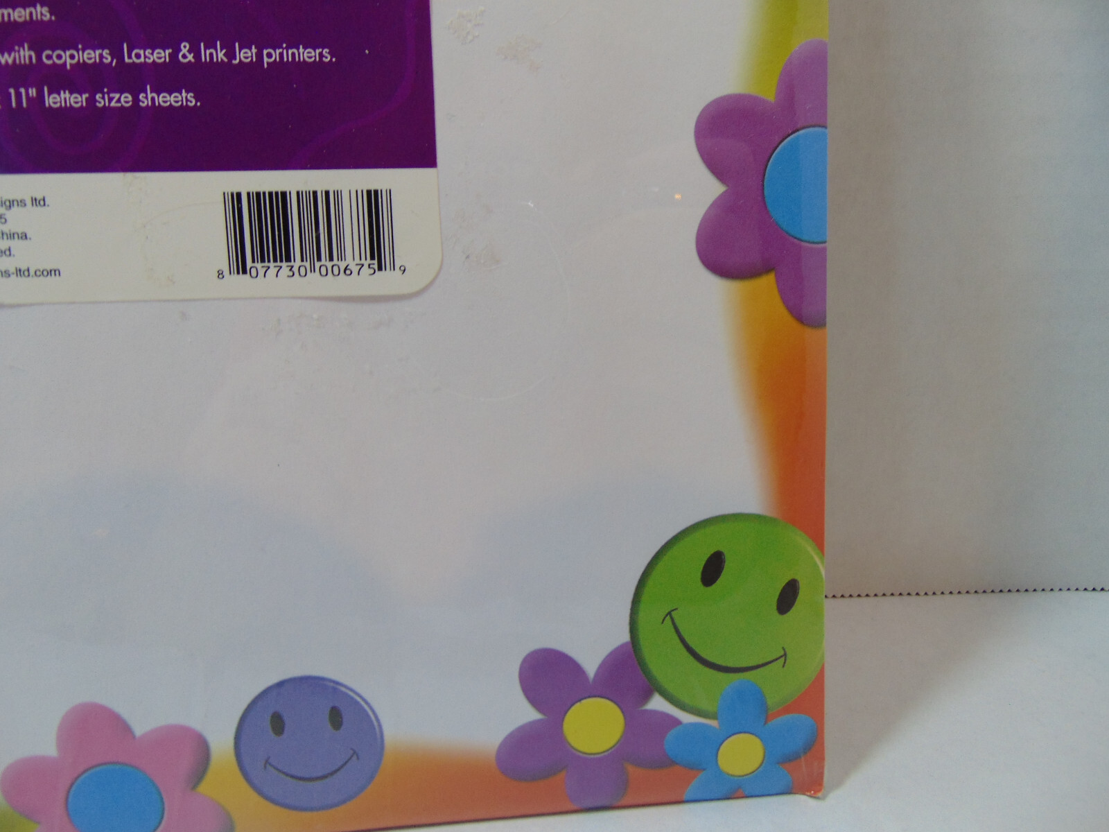 Vtg. Martin Designs Designer Paper Smiley Faces Flowers 25shts Sealed pack 2002