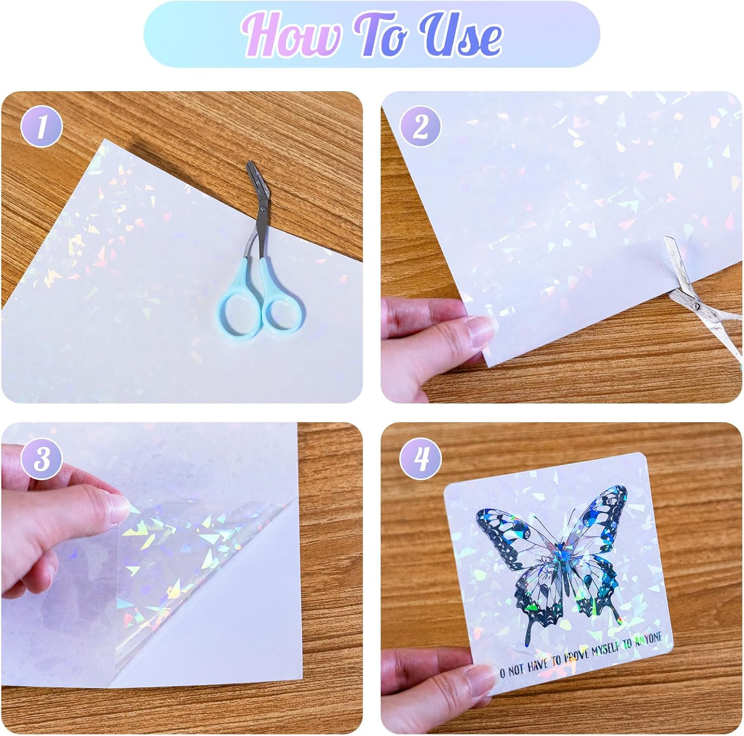 36 Sheets Holographic Sticker Paper 8.3 X 11.7 Inch A4 Size Holographic Laminate