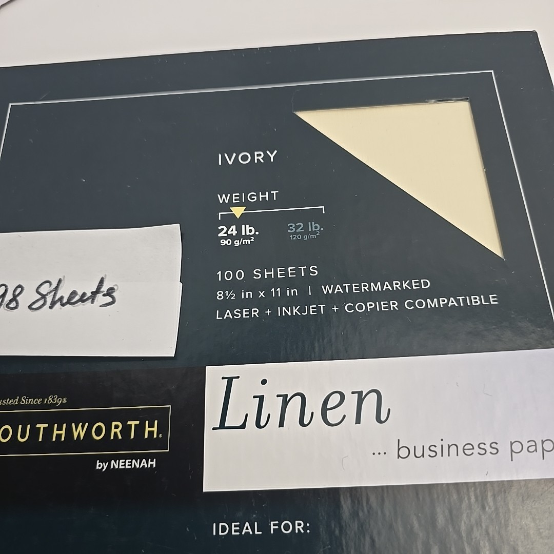 Lot of … Southworth Company 24Lb. White and Yvory Linen Business Paper