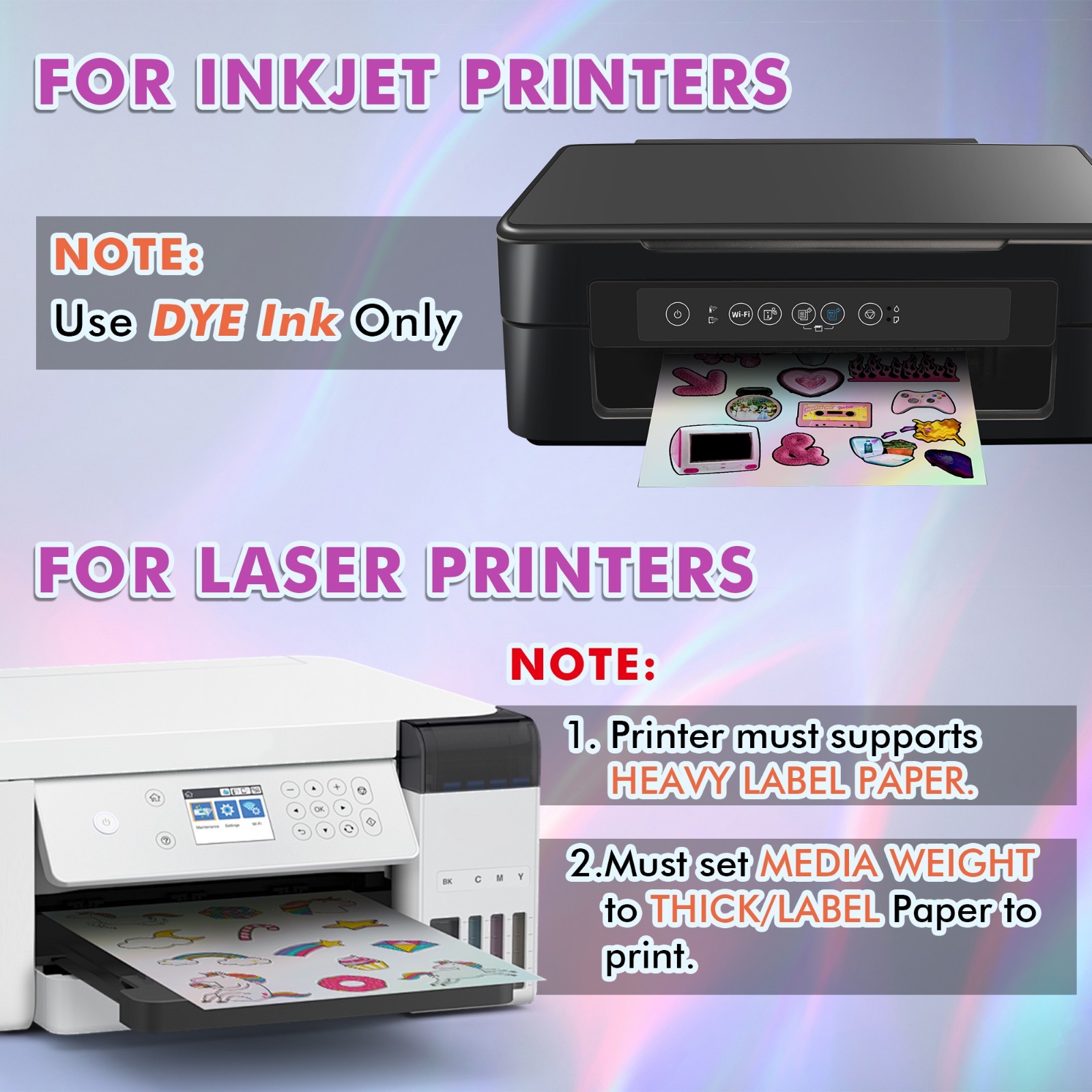 Koala Clear Holographic Sticker Paper for Inkjet +Laser Printer 8.5×11 25 Sheet