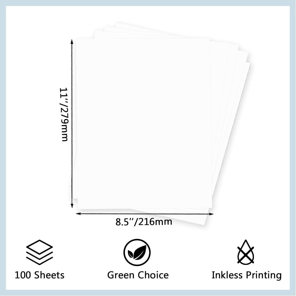 100 Sheets Thermal Printer Paper 8.5 X 11 Inch US Letter Size Thermal Paper