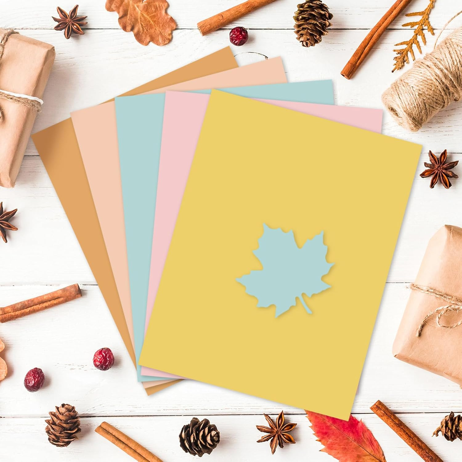 50 Sheets Assorted Fall Colors Card Stock Paper Pink Blue Orange Yellow Scrapboo