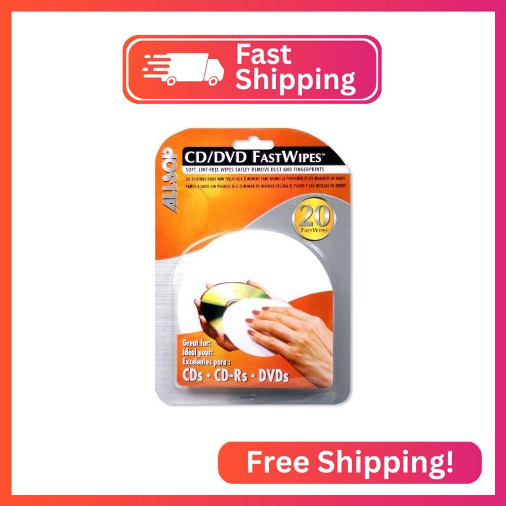 Allsop CD and DVD FastWipes, lint-free wipes for cleaning DVD, CD, PS1, PS2, XBO