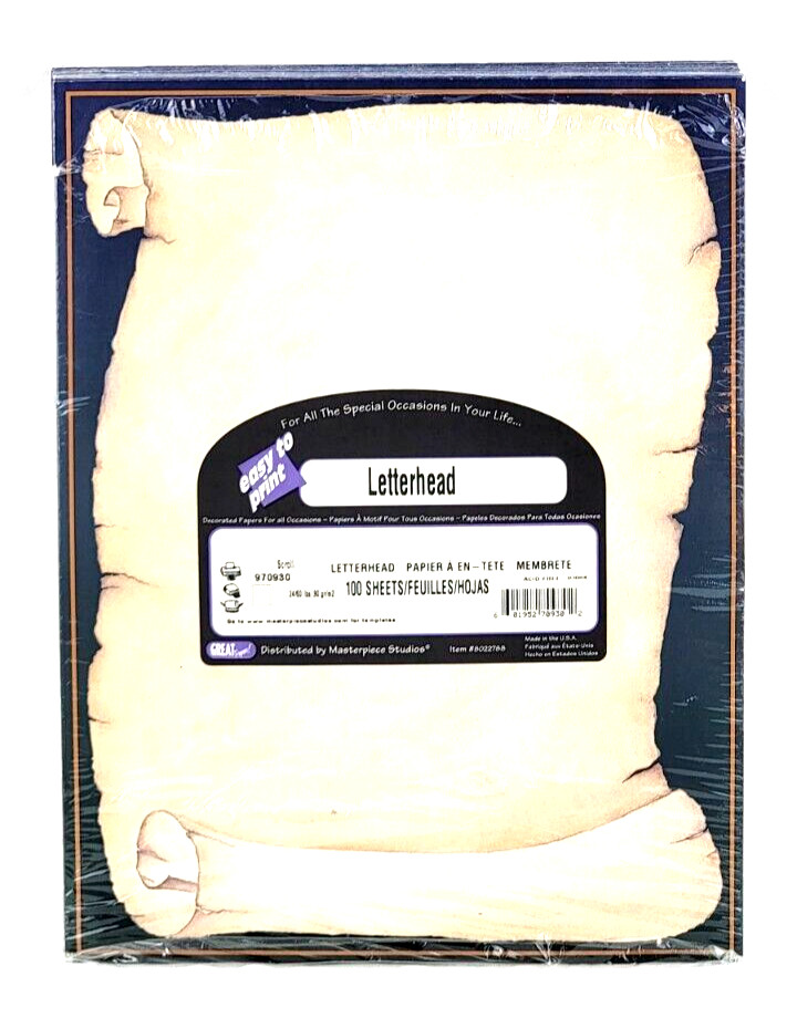 Masterpiece Studios Decorated Scroll Letterhead 95 Sheets Blue Cream OPEN BOX