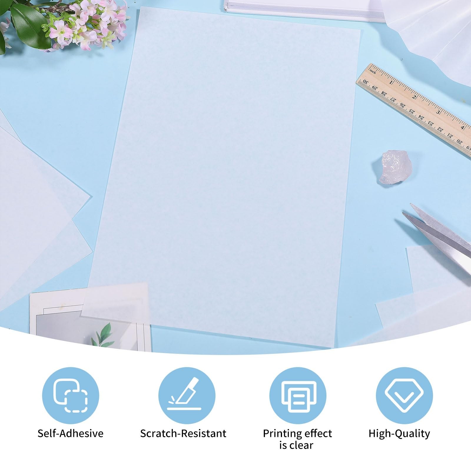 30 Sheets A4 Self Adhesive Printable Washi Sticker Paper Semi Transparent…